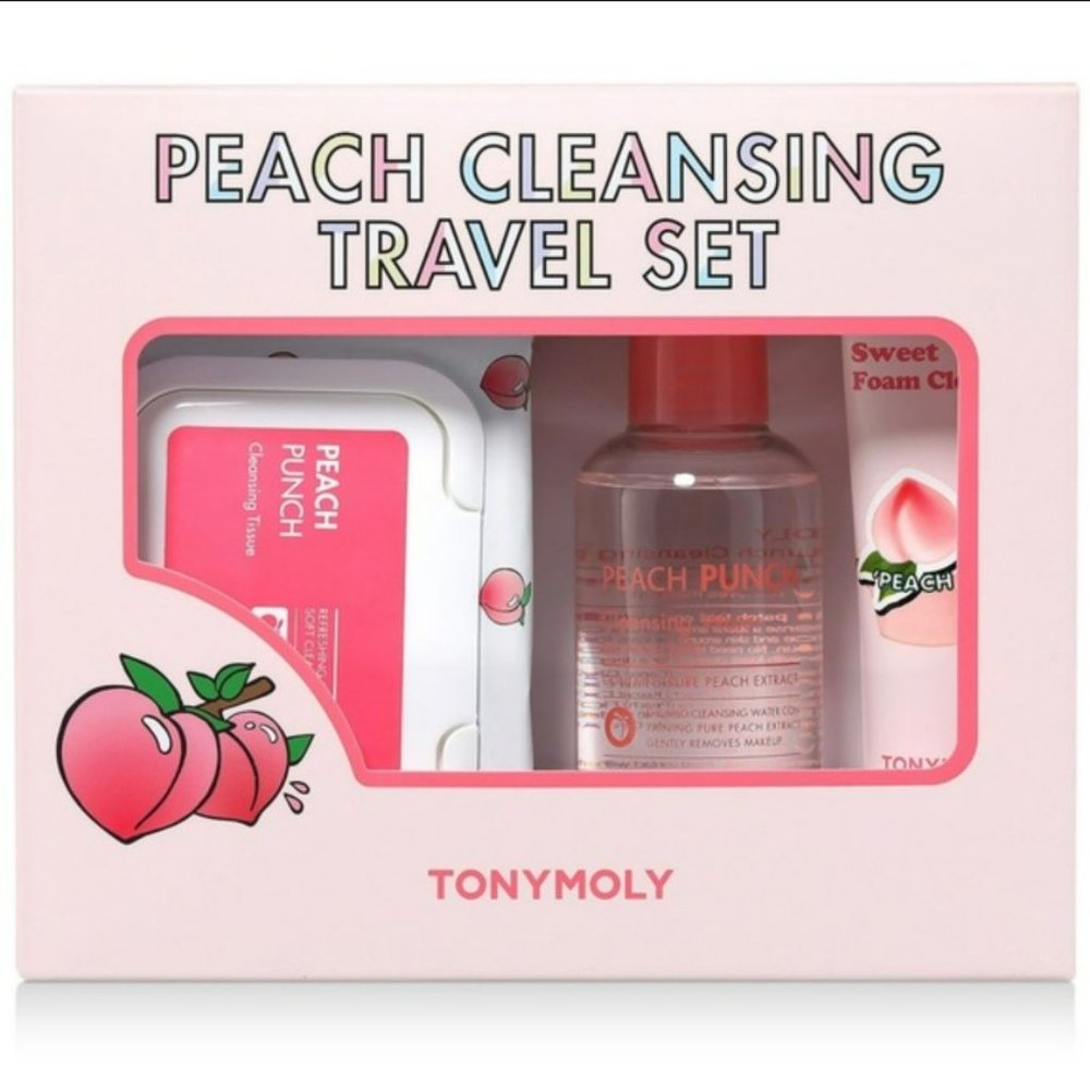 [NEW] TONY MOLY PEACH PUNCH CLEANSING TRAVEL SET Tonymoly Water/Tissue/Cleanser